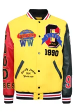 Good Vibes Worldwide Yellow Black And Red Varsity Jacket