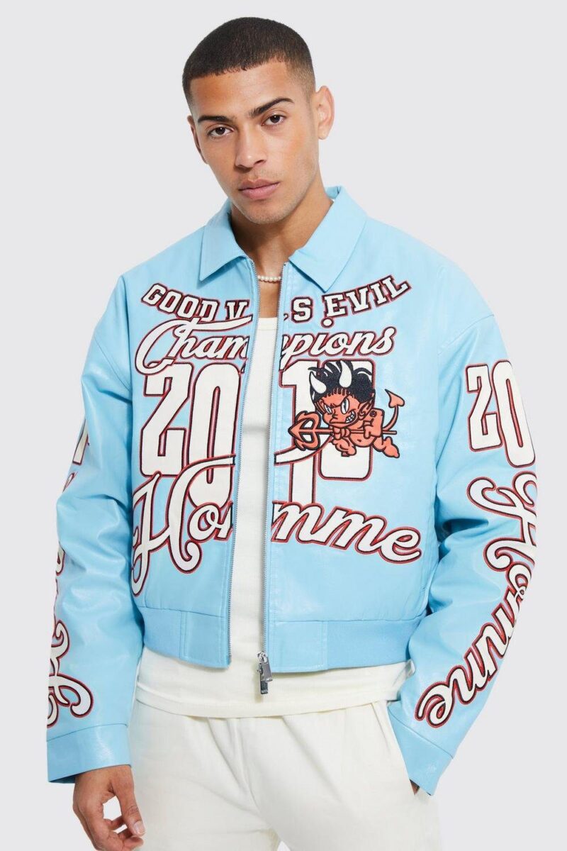 Good Vs Evil Champions Sky Blue Varsity Jacket
