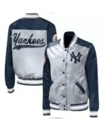 Gray New York Yankees Legend Full Snap Satin Jacket