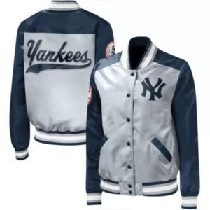 Gray New York Yankees Legend Full Snap Satin Jacket