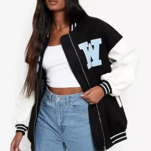 Harlem 06 Black And White Letterman Jacket