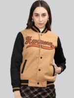 Harmony Printed Mock Collar Varsity Jacket
