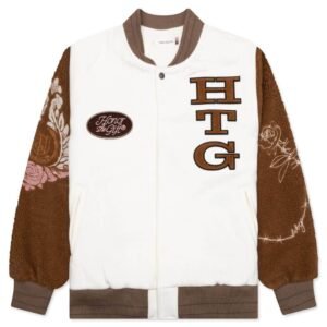 Holiday Honor The Gift Brown And White Letterman Jacket