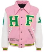 Homme Femme Pink And White Varsity Letterman Jacket