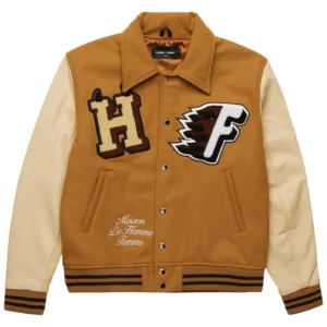 Homme Femme World Champs Brown And White Letterman Jacket