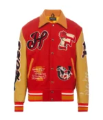 Red & Yellow Wool & Leather Jacket
