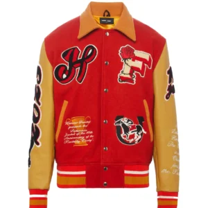 Red & Yellow Wool & Leather Jacket