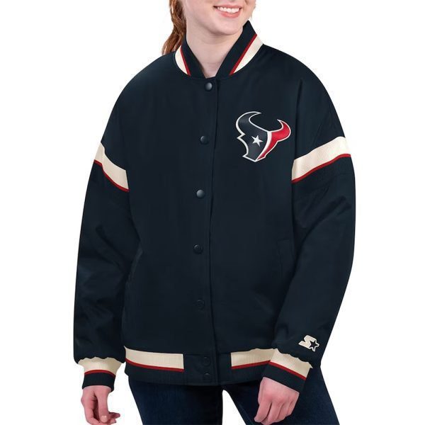 Houston Texans Tournament Navy Varsity Jacket Houston Texans Tournament Navy Varsity Jacket