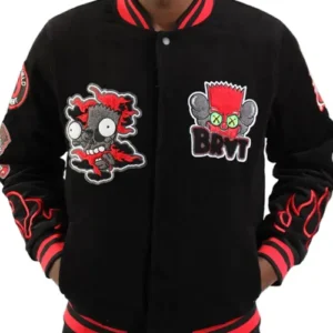 Hudson Bart Simpson Black Varsity Jacket