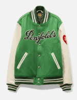 Human Made Green And White Varsity Jacket