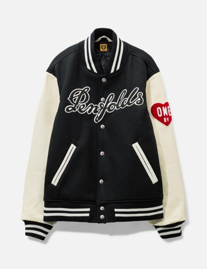 Human Made Penfolds Black And White Varsity Jacket