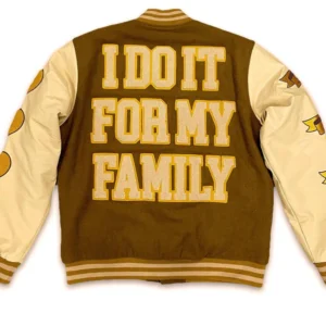 I Do It For My Family Brown Letterman Jacket
