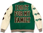 I Do It For My Family Green Letterman Jacket