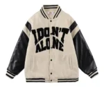 I Dont Alone White And Black Varsity Jacket