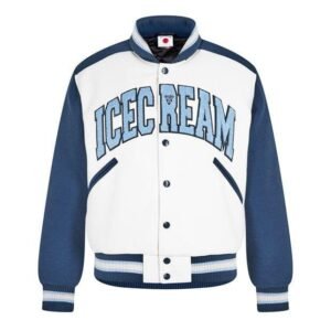 Icecream College Blue And White Varsity Jacket