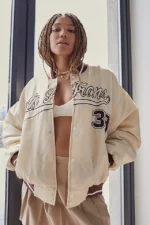 Iets Frans Beige Letterman And Varsity Jacket