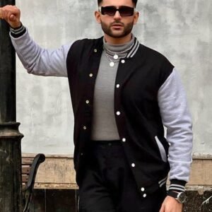 Black And Gray Varsity Jacket