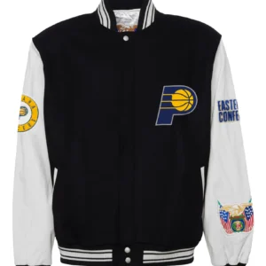 Indiana Pacers Wool & Leather Black / White Varsity Jacket