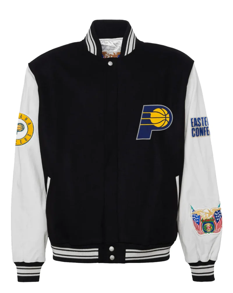 Indiana Pacers Wool & Leather Black / White Varsity Jacket