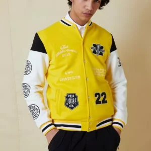 International Champs Yellow And White Varsity Jacket