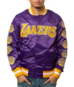 La Lakers Champs 17 Patches Satin Jacket