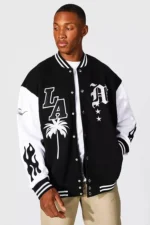 LA Official Black And White Varsity And Letterman Jacket