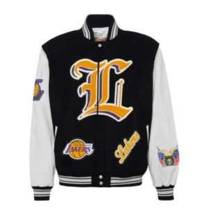 Lakers Wool And Leather Black Varsity Jacket