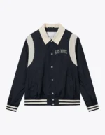 Les Deux Dark Navy Varsity Nylon Jacket Sleek Minimalism Meets Classic Varsity Style