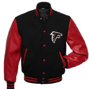 Letterman Atlanta Falcons Red And Black Jacket