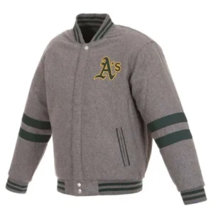 Letterman Oakland Athletics Gray Wool Jacket