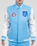 Light Blue Kansas City Royals Logo Wool Varsity Jacket