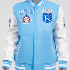 Light Blue Kansas City Royals Logo Wool Varsity Jacket