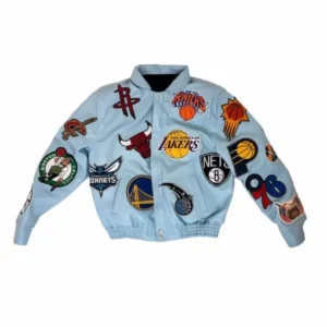 Light Blue Nba Teams Leather Jacket