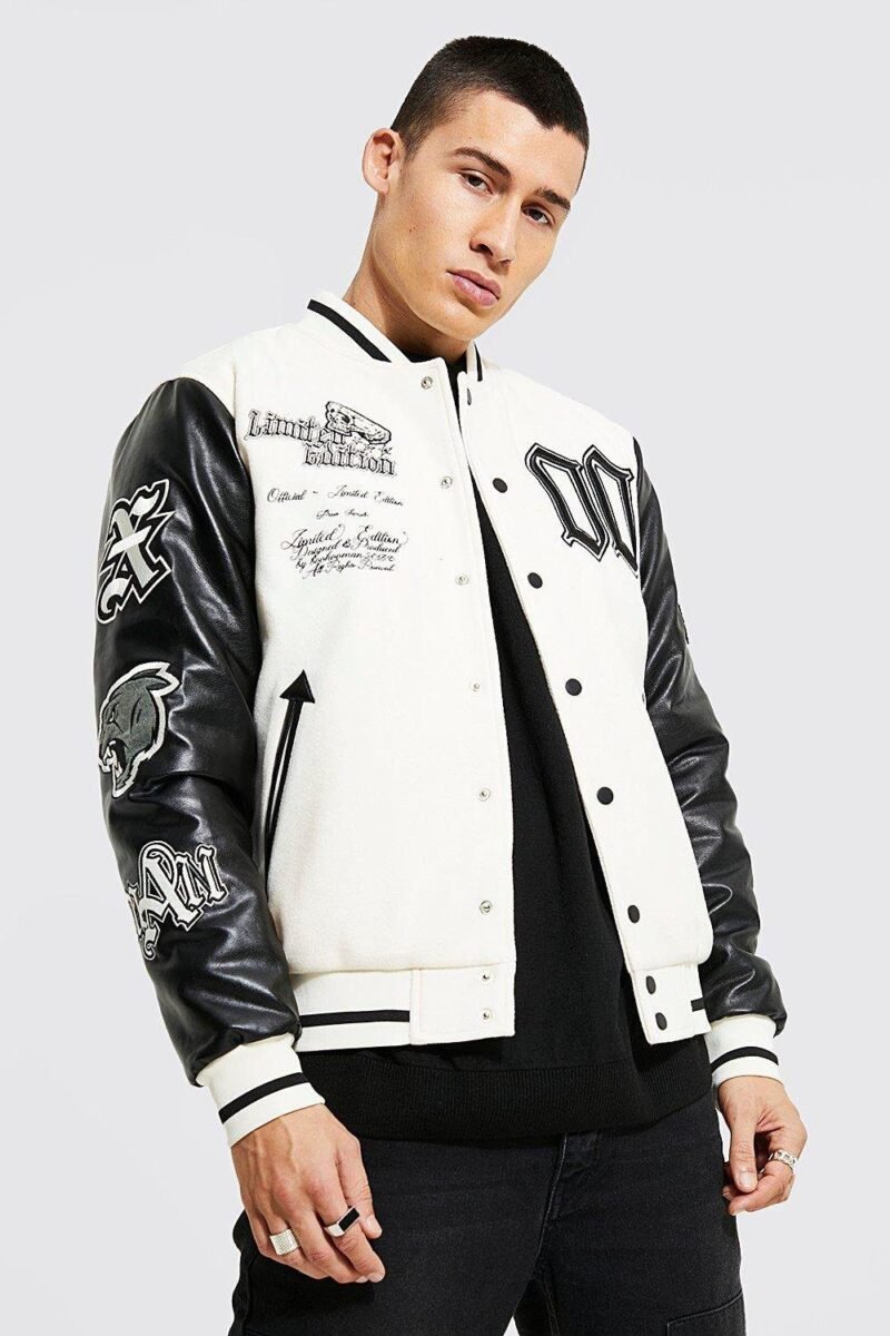 Limited Edition Broken Skull White And Black Varsity Jacket