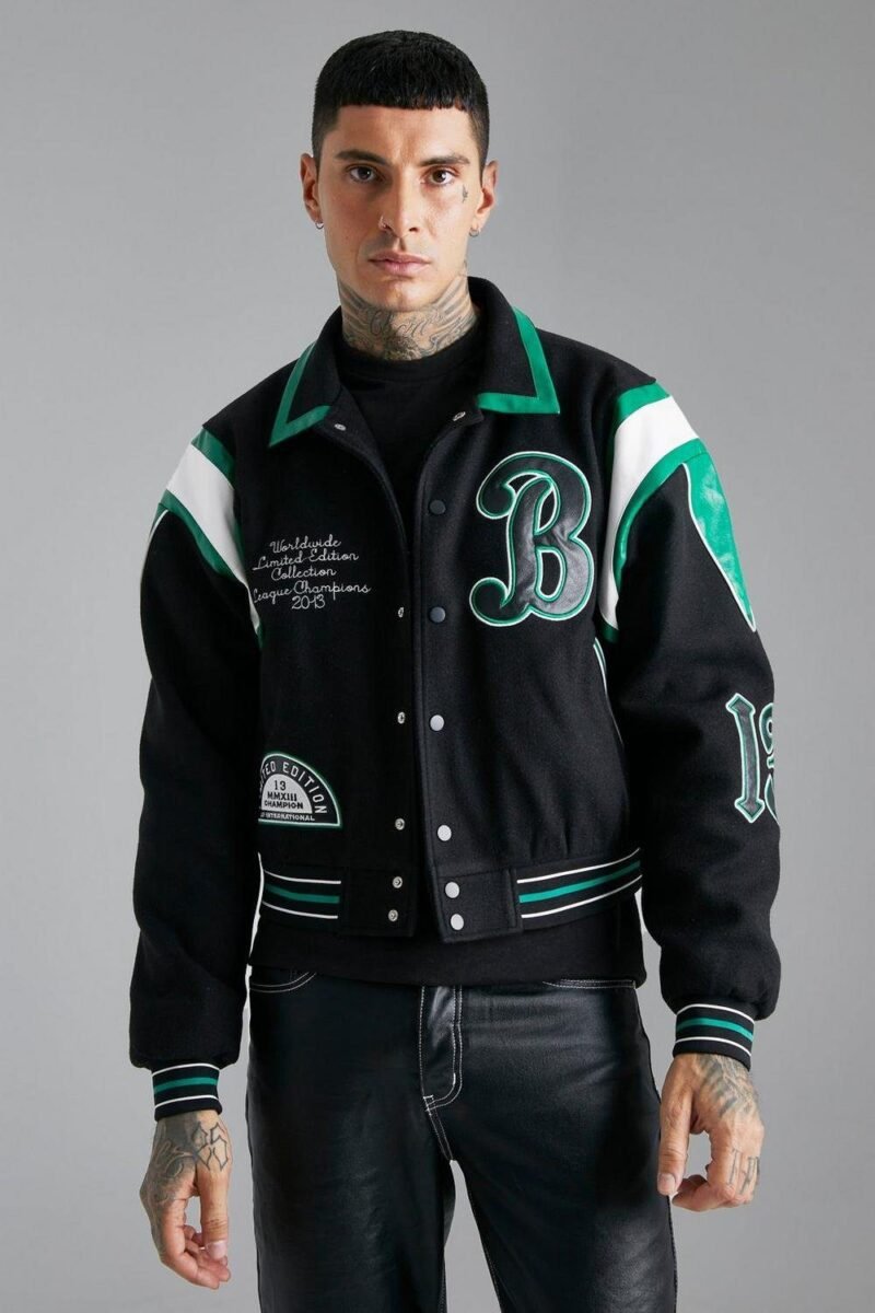 Limited Edition Trim B Black Varsity Jacket