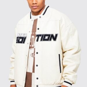 Limited Edition White Leather Varsity Jacket