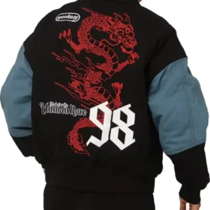 Loiter Racing Blue And Black Varsity Jacket