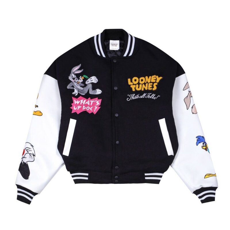 Looney Tunes Thats All Folks Bw Varsity Jacket