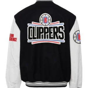 Los Angeles Clippers Wool And Leather Black ND White Varsity Jacket
