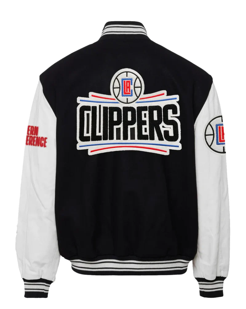 Los Angeles Clippers Wool And Leather Black ND White Varsity Jacket
