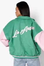 Los-Angeles-Green-And-Pink-With-Contrast-Sleeve-Varsity-Jacket-1.webp