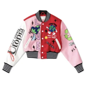 Love The Planet Wool And Leather Varsity Jacket