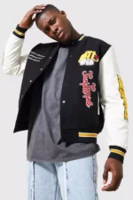 M Deck Of Card Back Applique Varsity Jacket