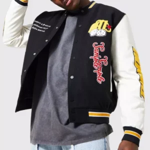 M Deck Of Card Back Applique Varsity Jacket