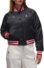 MJ Black Satin Varsity Jacket