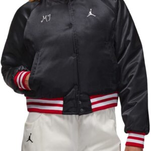 MJ Black Satin Varsity Jacket