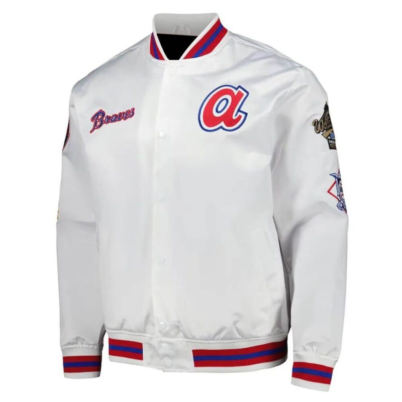 MLB Team Atlanta Braves White Satin Jacket