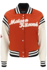 Maison Kitsuné Logo Patch Varsity Bomber Jacket Maison Kitsuné Logo Patch Varsity Bomber Jacket