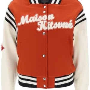 Maison Kitsuné Logo Patch Varsity Bomber Jacket
