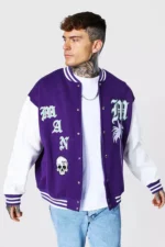 Man Official With Skull Badge Varsity Jacket